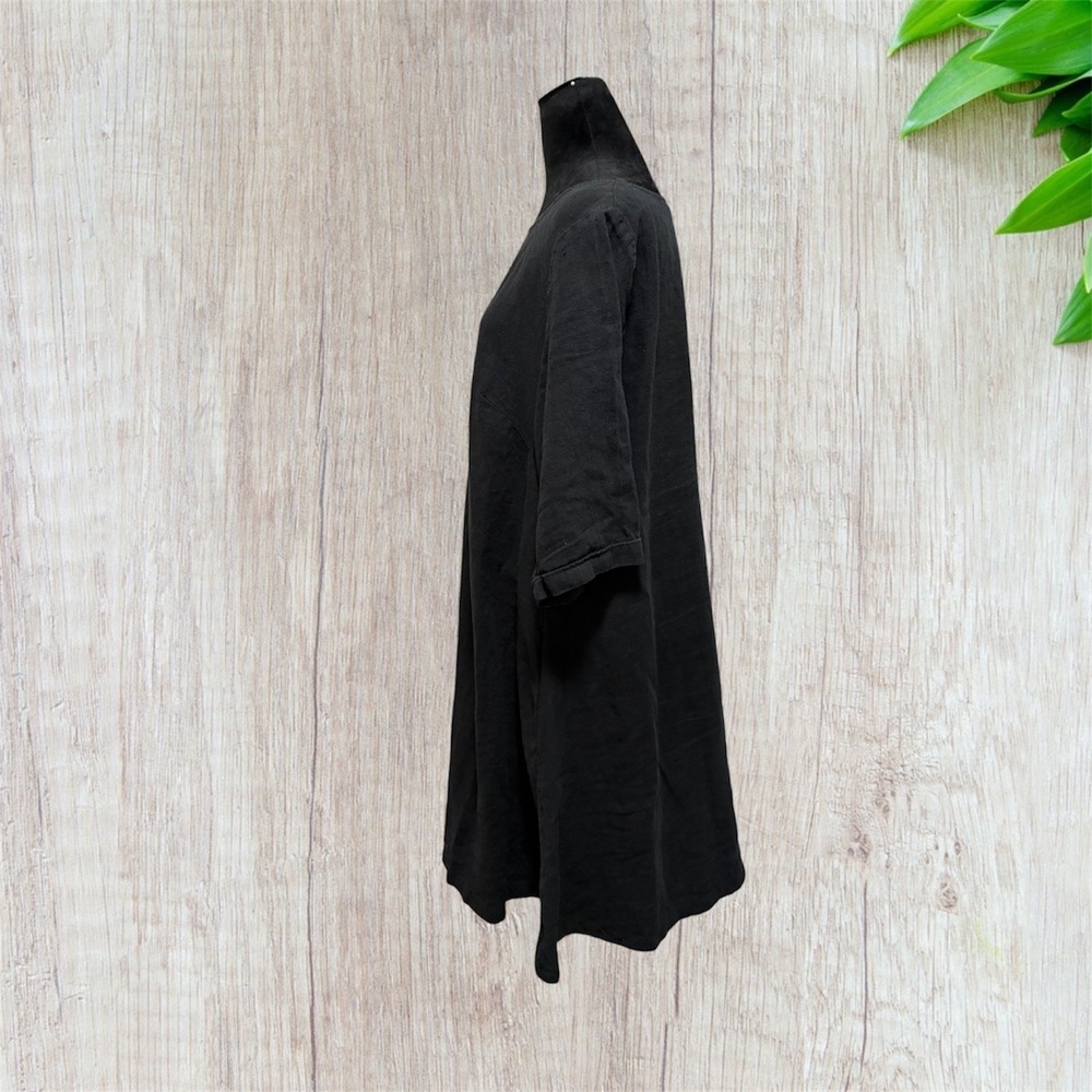 Pyne & Smith Clothiers Black Linen Shift Dress XL European Flax Made in USA - Picture 2 of 7